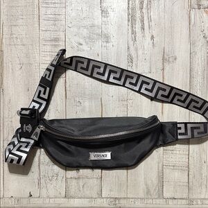 Versace Black and Silver Belt Bag
